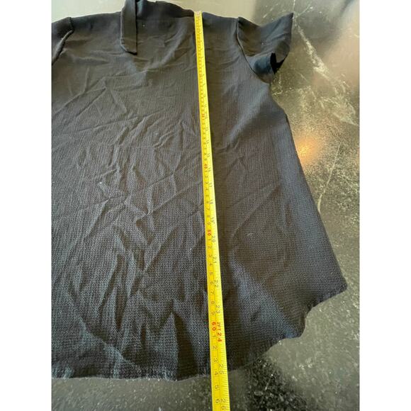 Papaya Black short flutter sleeve blouse with v neck and tie Large - Picture 5 of 6